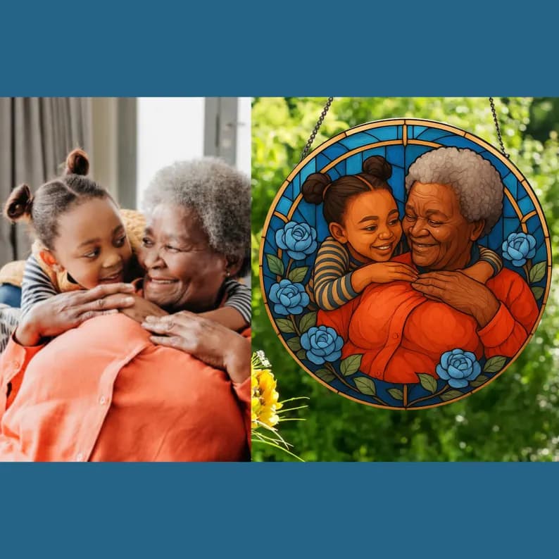 Custom family photo to stained glass suncatcher