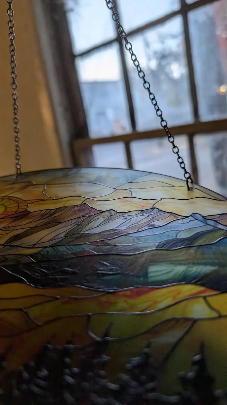 Mountain landscape sun catcher detail